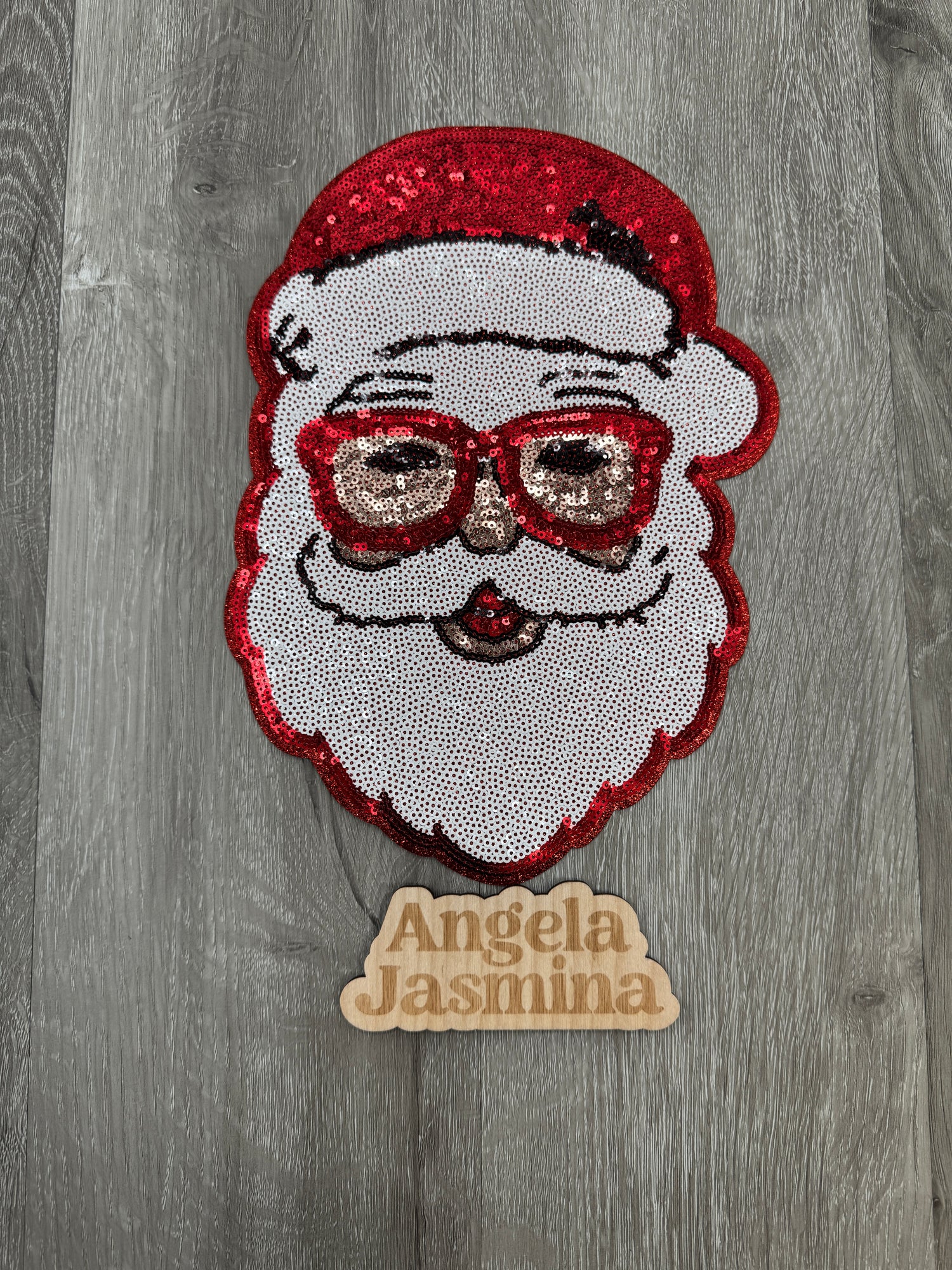 Black Santa Sequins Patch