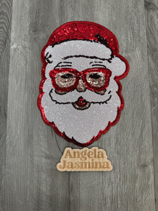 Black Santa Sequins Patch