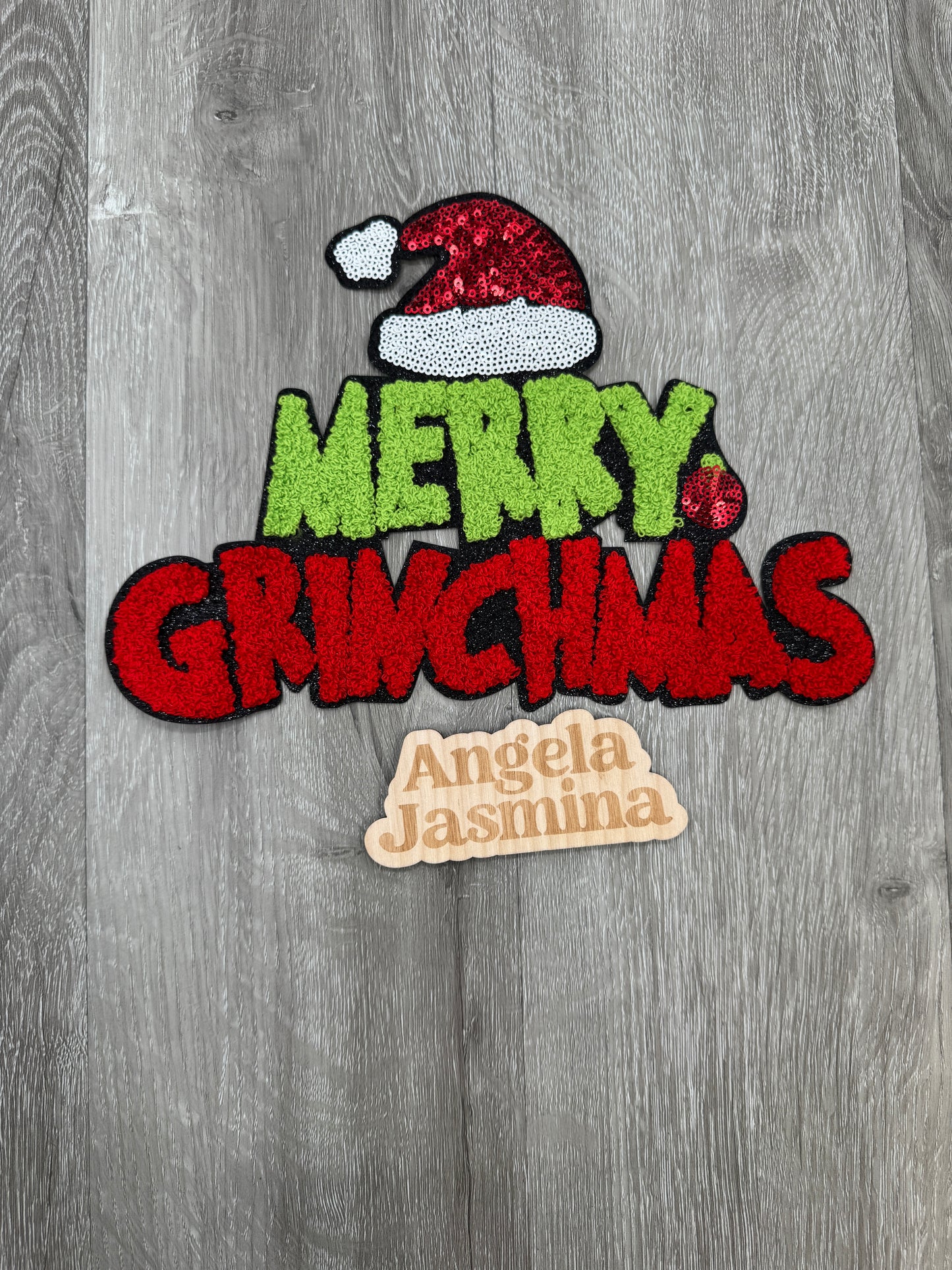 Merry Grinchmas Chenille & Sequins Patch