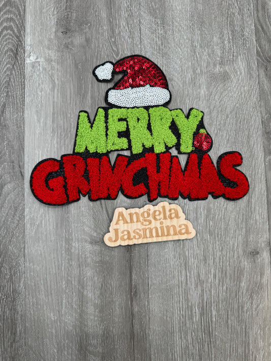 Merry Grinchmas Chenille & Sequins Patch