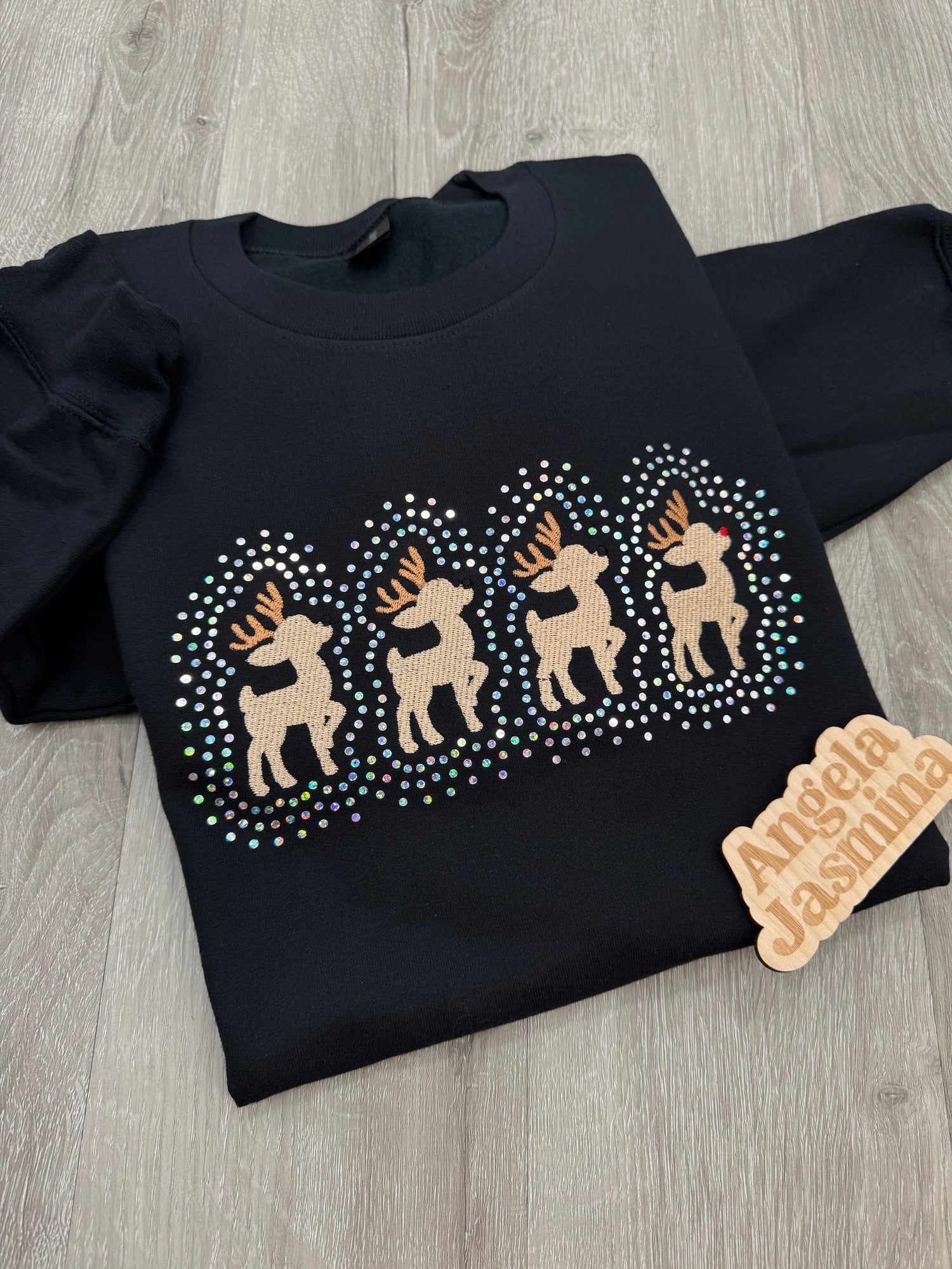 Reindeer Embroidered & Bling Sweatshirt