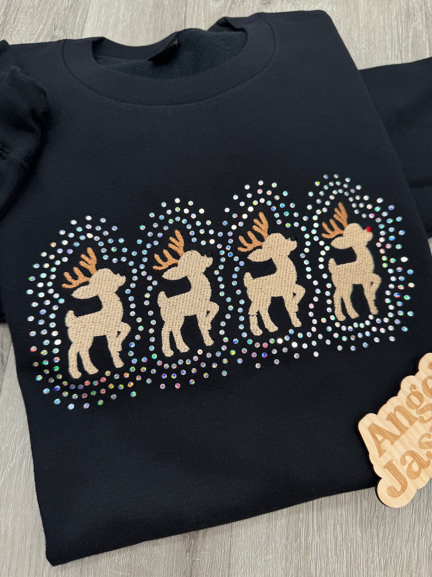 Reindeer Embroidered & Bling Sweatshirt