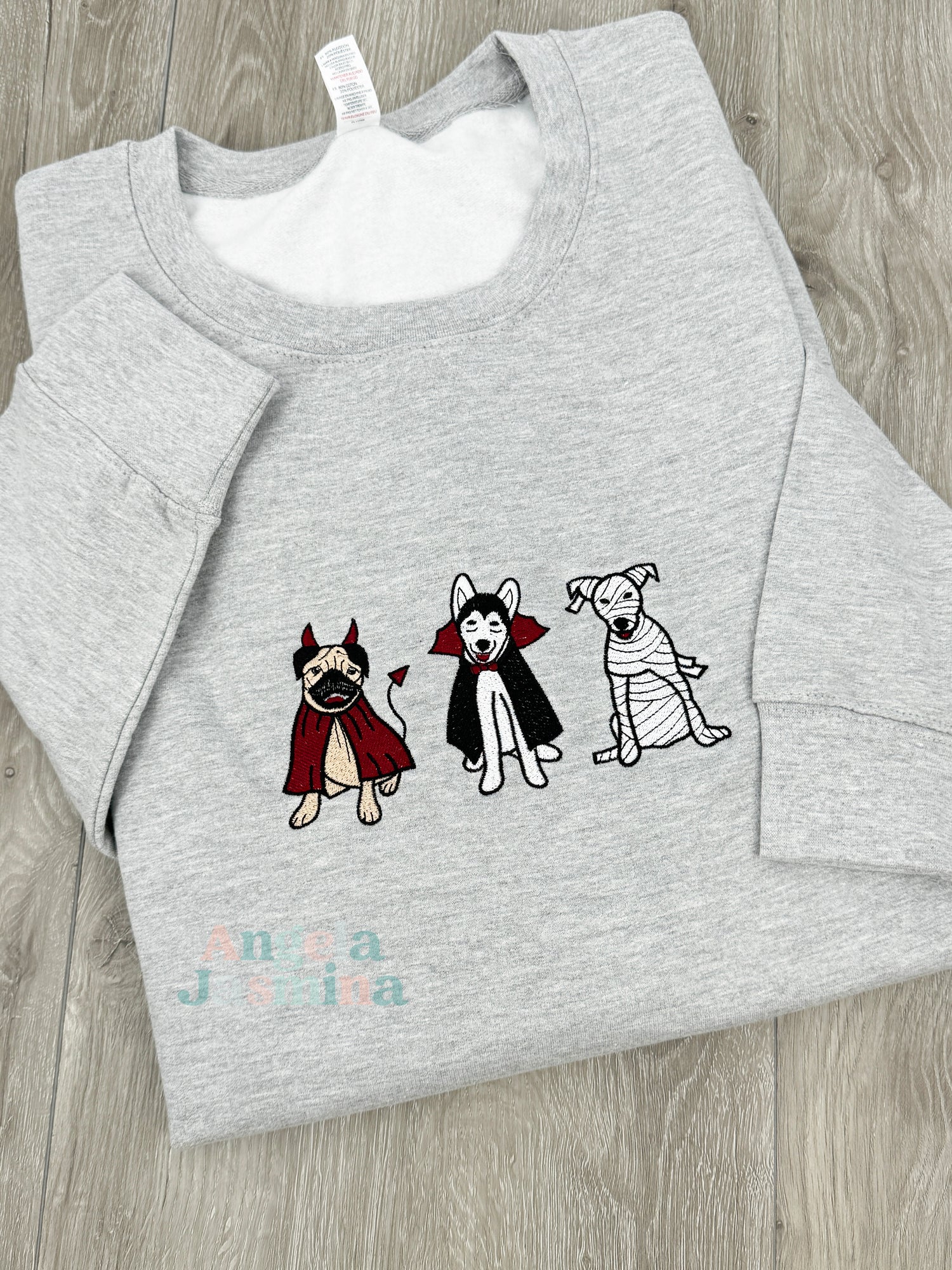Halloween Dogs Grey Embroidered Sweatshirt