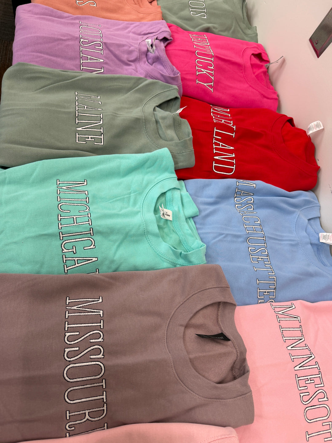 State embroidered sweatshirts