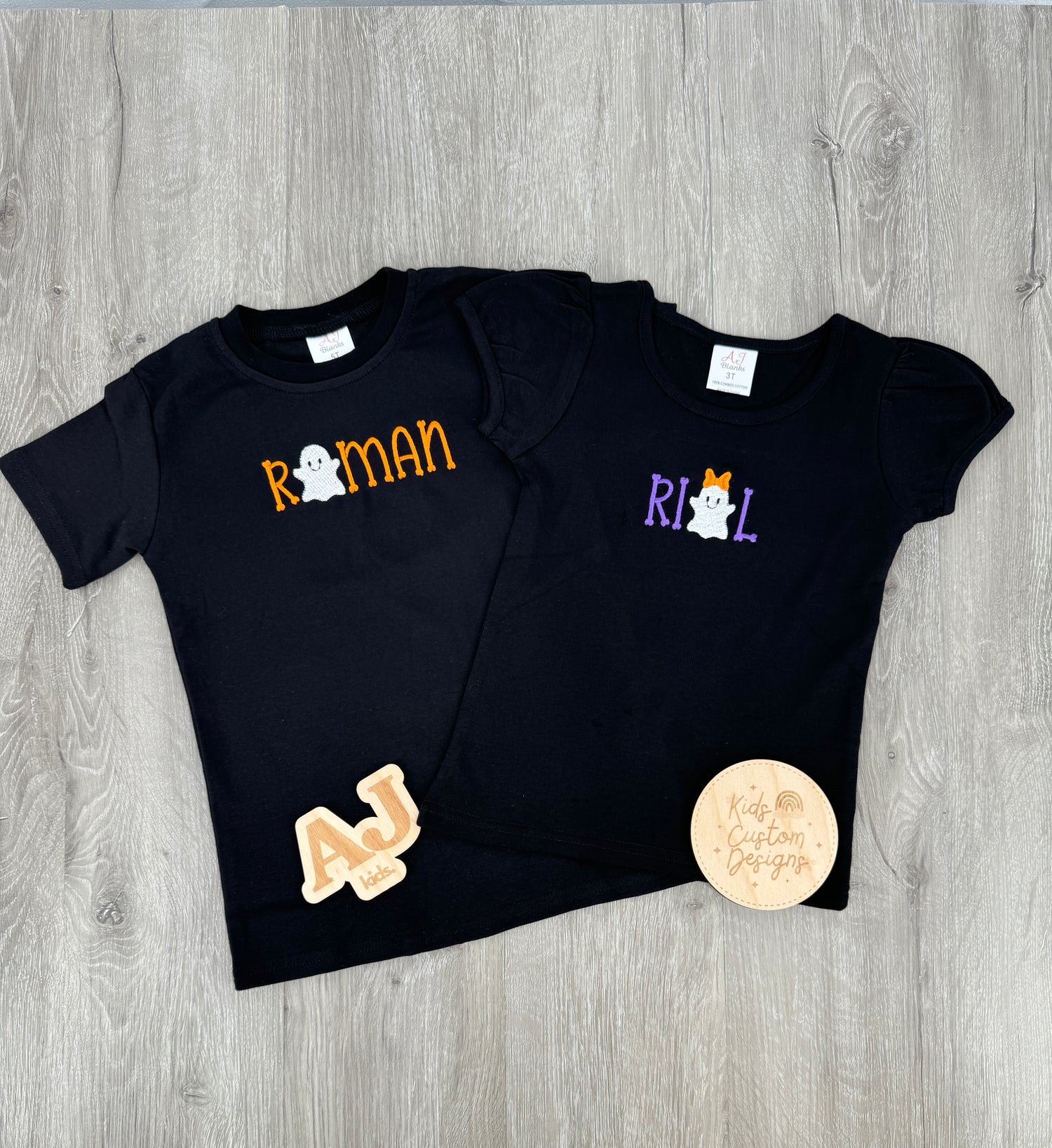 Kids Personalized Halloween Ghost Embroidered Shirt