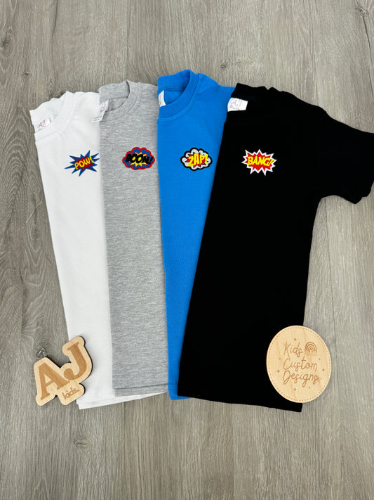 Unisex Embroidered Comic Book Super Hero 4 Shirt Bundle Set
