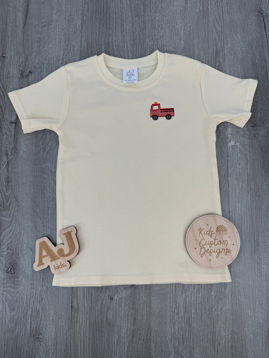 Unisex Embroidered Firetruck Shirt