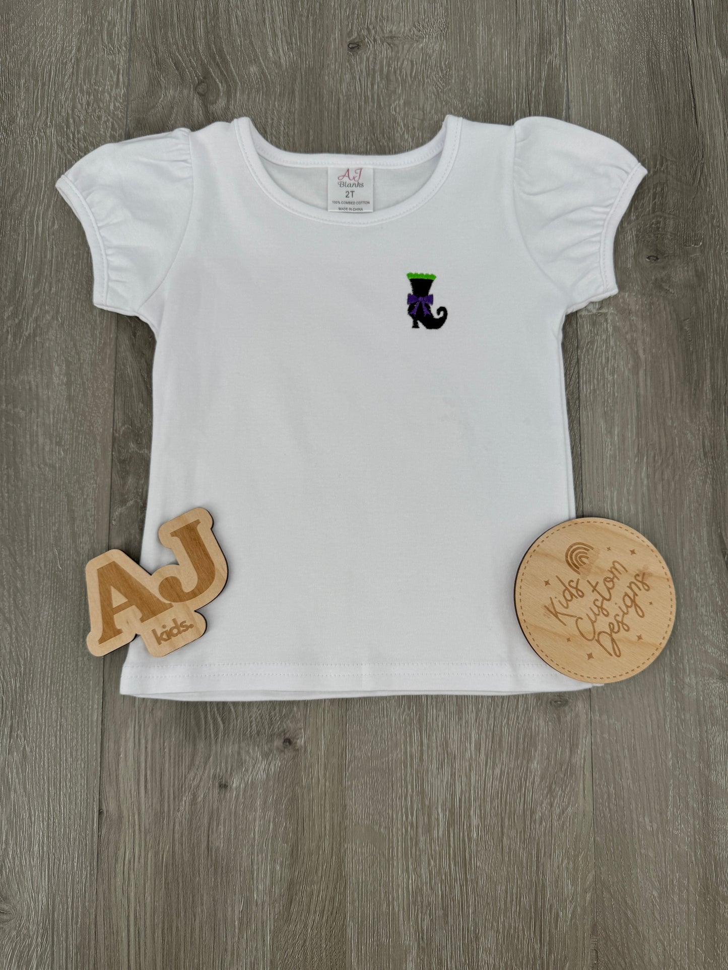 Girls Embroidered Witch's Boot Shirt