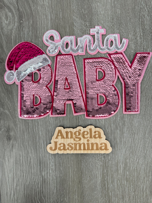 Pink Santa Baby Sequin Patch