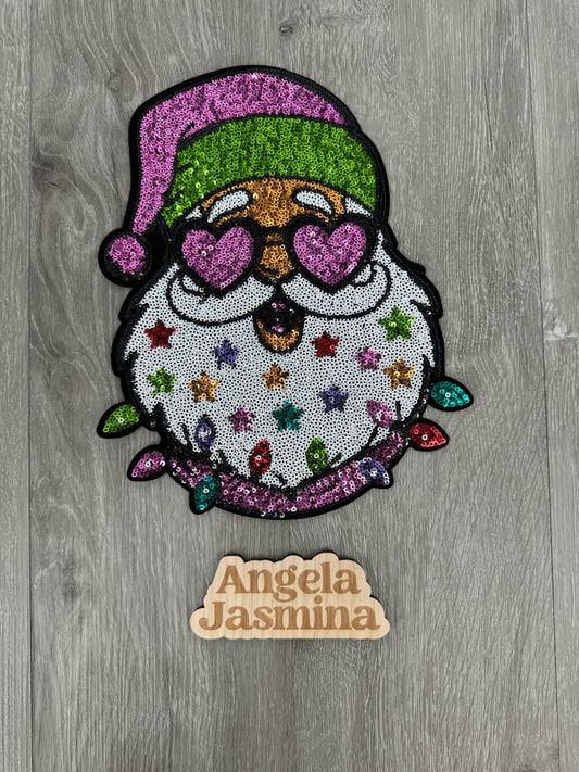 Black Santa Star Sequin Patch