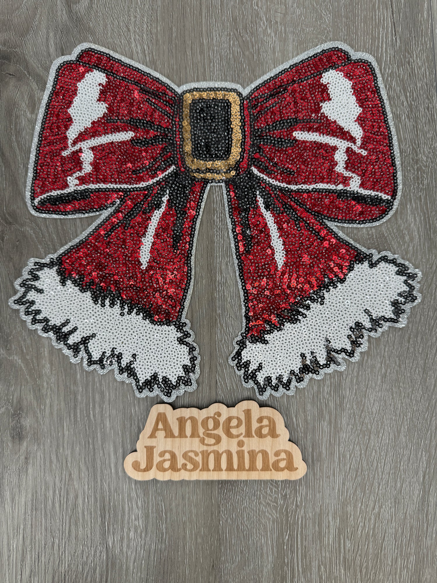 Santa Belt Bow Sequin Patch