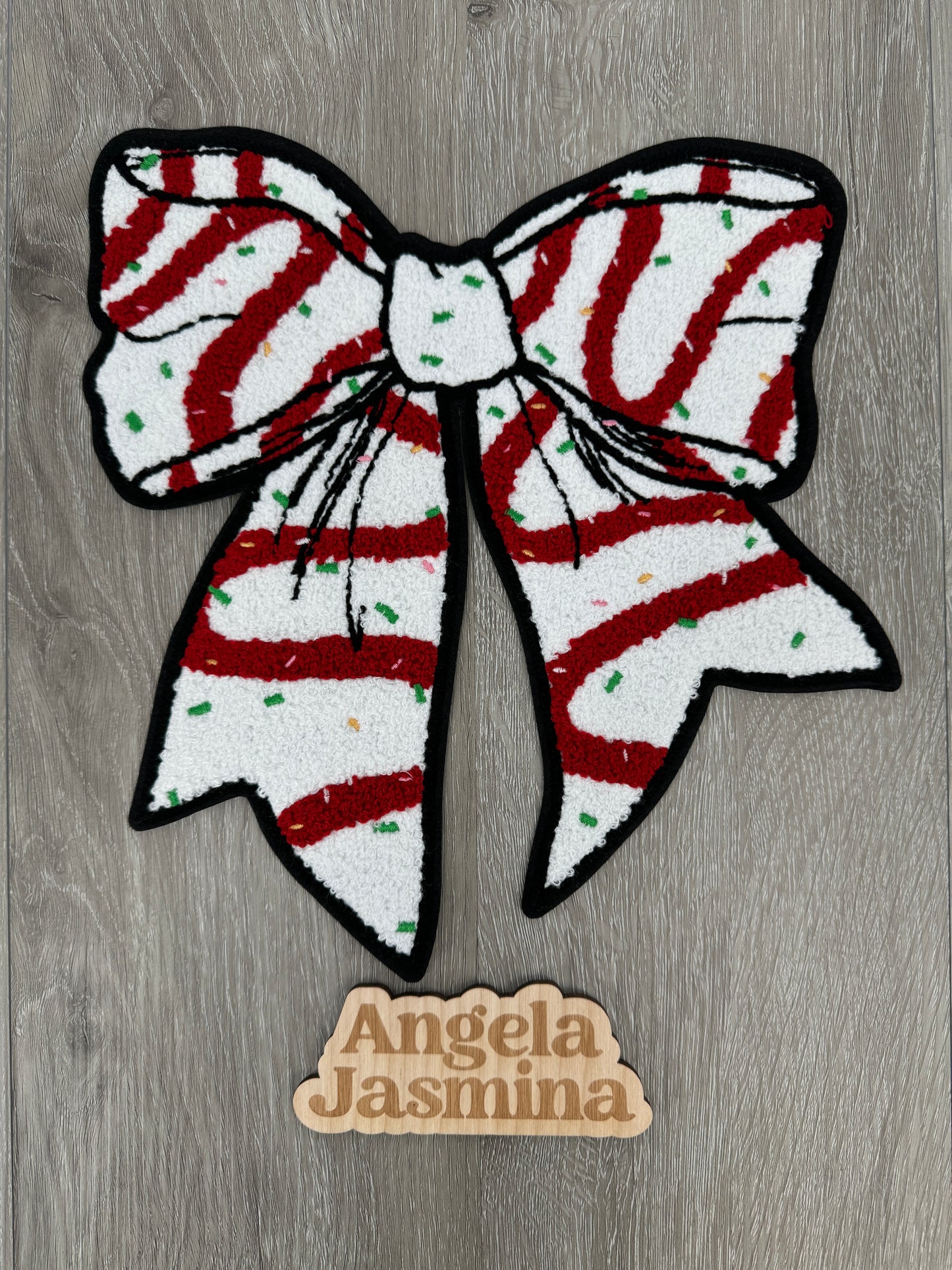 Christmas Cakes Bow Chenille Patch