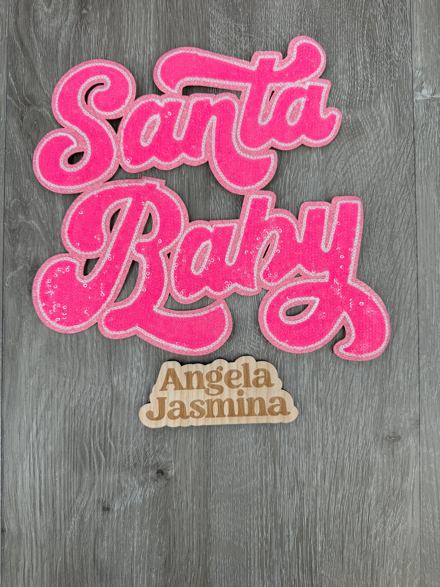 Hot Pink Santa Baby Sequin Patch