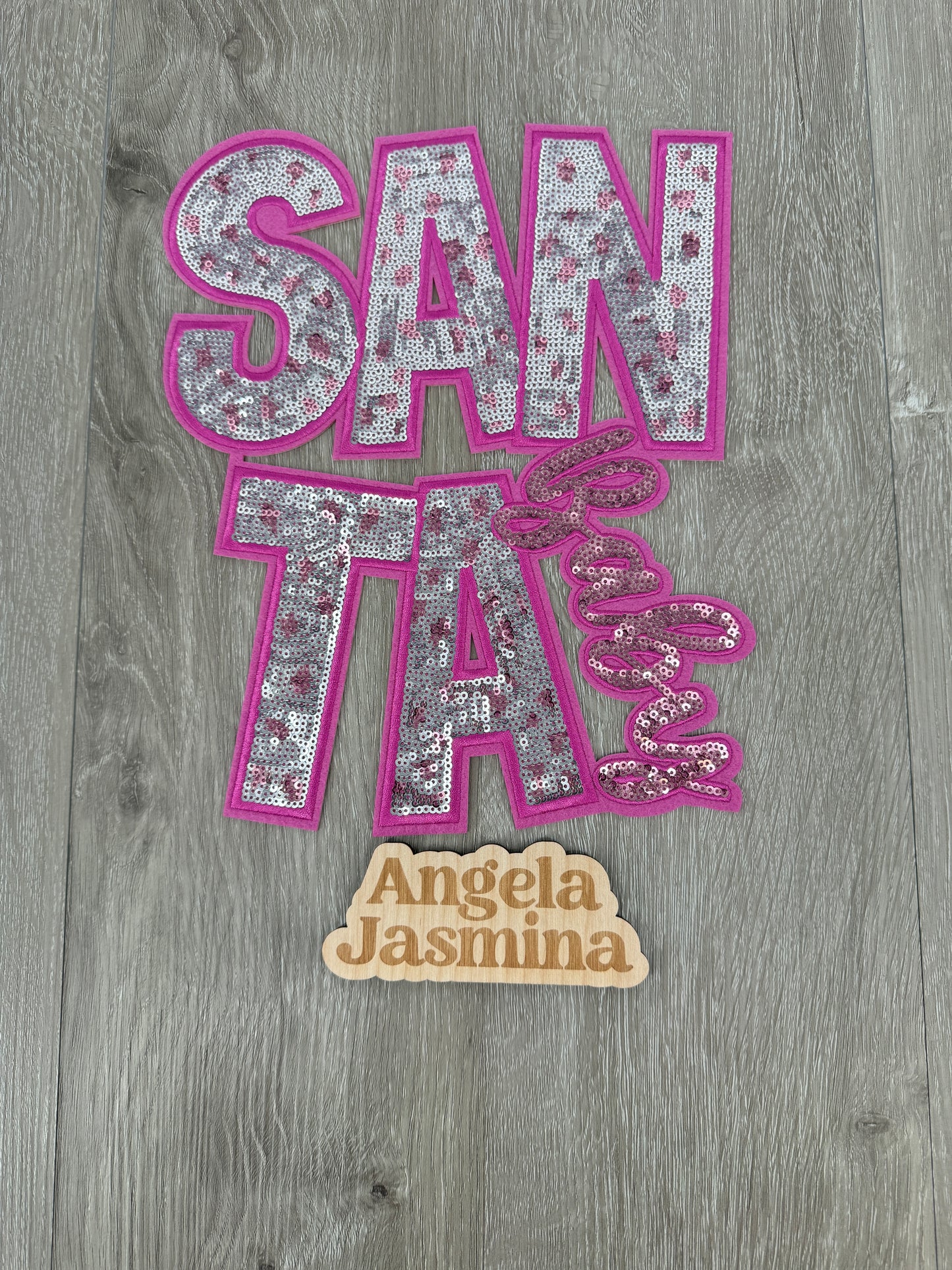 Magenta Silver Santa Baby Sequin Patch