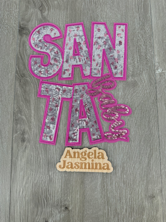 Magenta Silver Santa Baby Sequin Patch