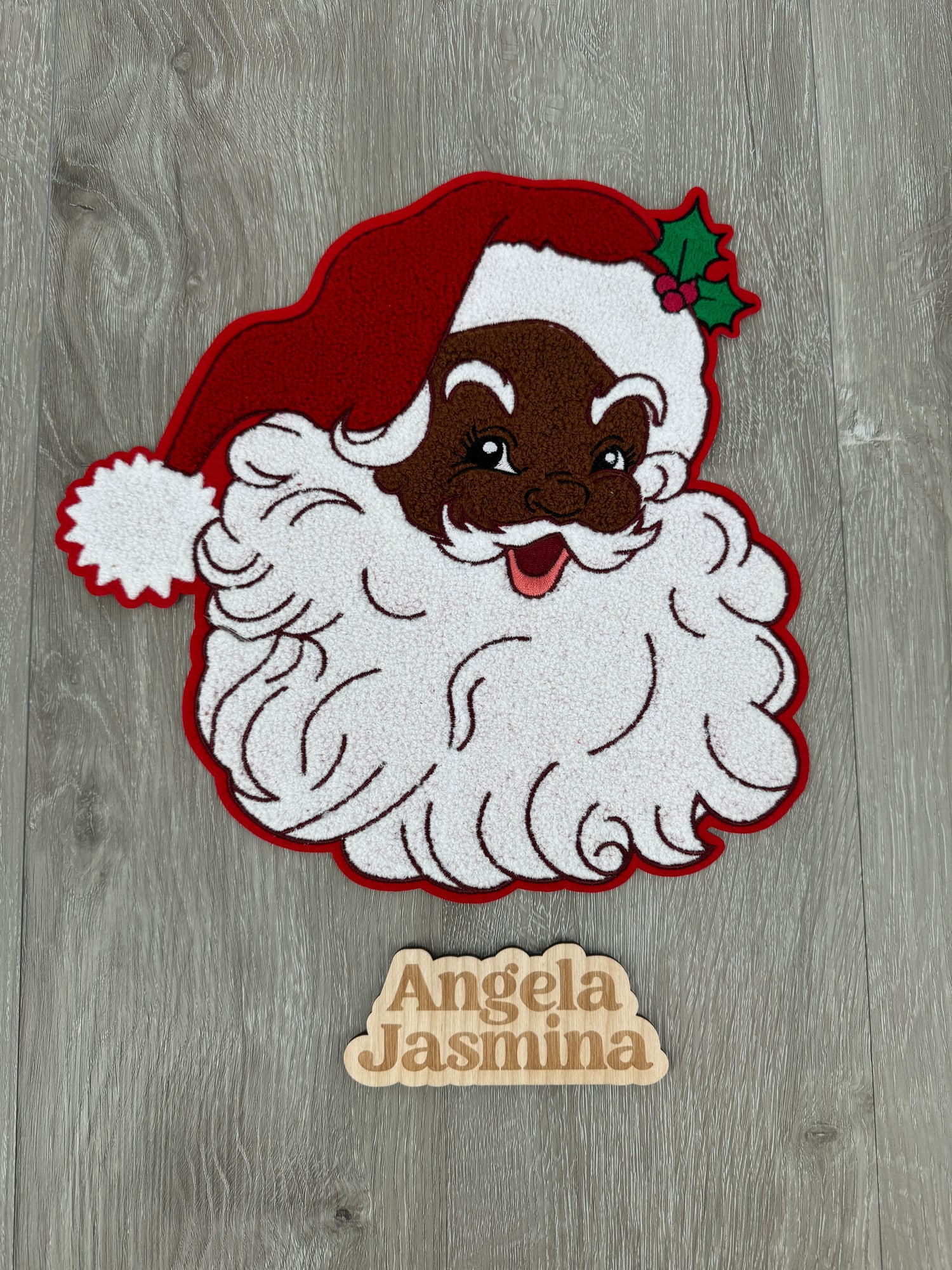 Black Red Santa Chenille Patch
