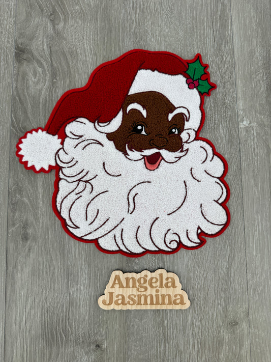 Black Red Santa Chenille Patch