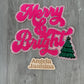 Pink Merry and Bright Tree Chenille Patch