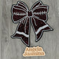 Football Bow White Outline Patch- 8.5 inch wide