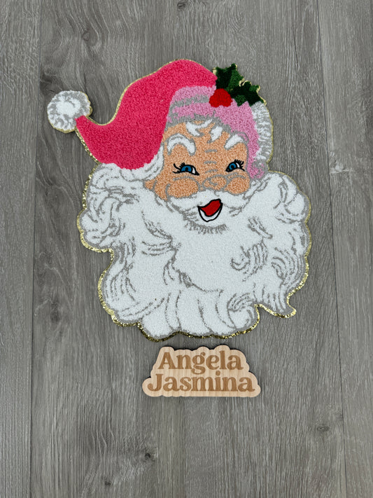 Hot Pink Santa Chenille Patch