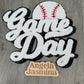 Baseball Game Day Chenille Black Glitter Patch