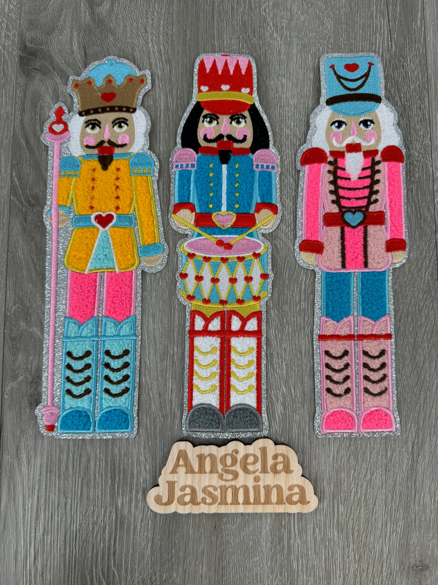 Nutcracker Set Silver Glitter Chenille Patches