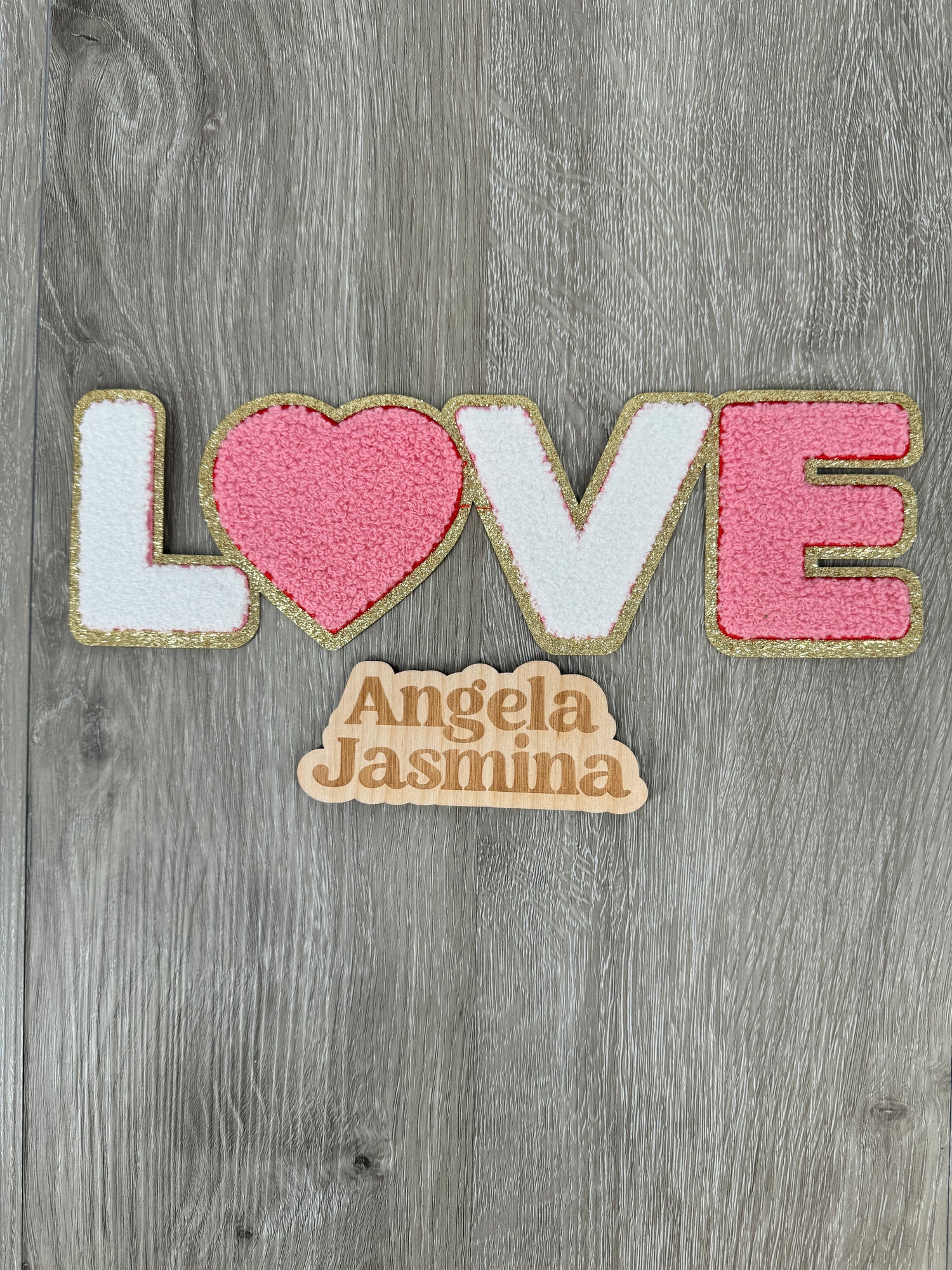 Pink White Red Love Chenille Patch