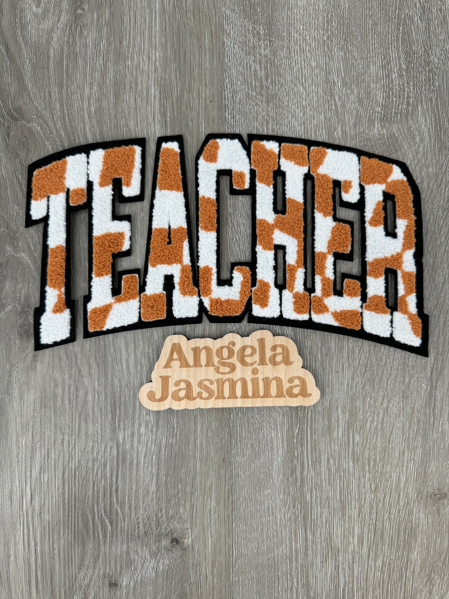 Checkered Teacher Chenille Patch