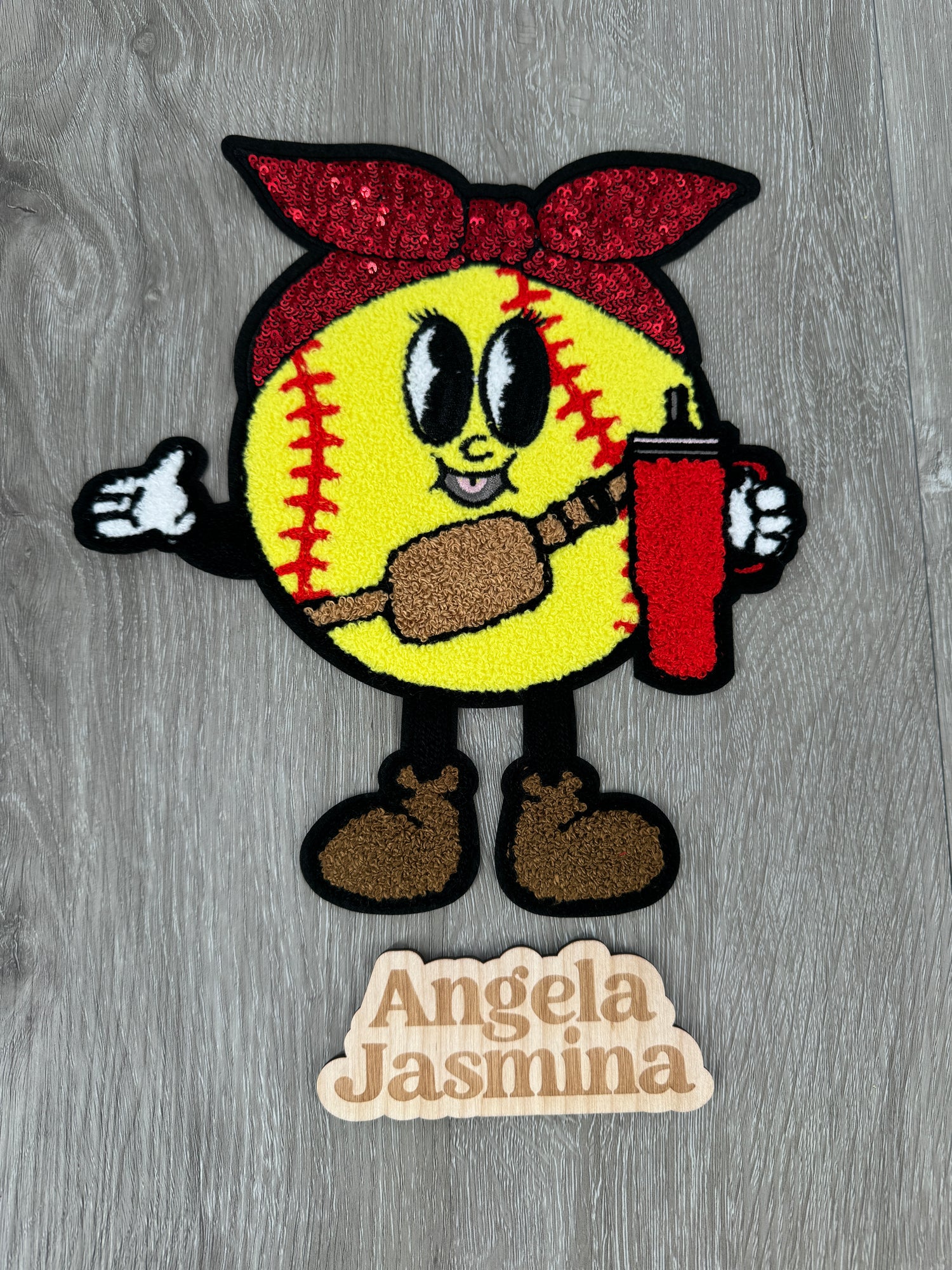 Bougie Softball Chenille & Sequin Patch