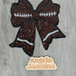 Football Bow Black Outline Patch- 8.5 inch wide