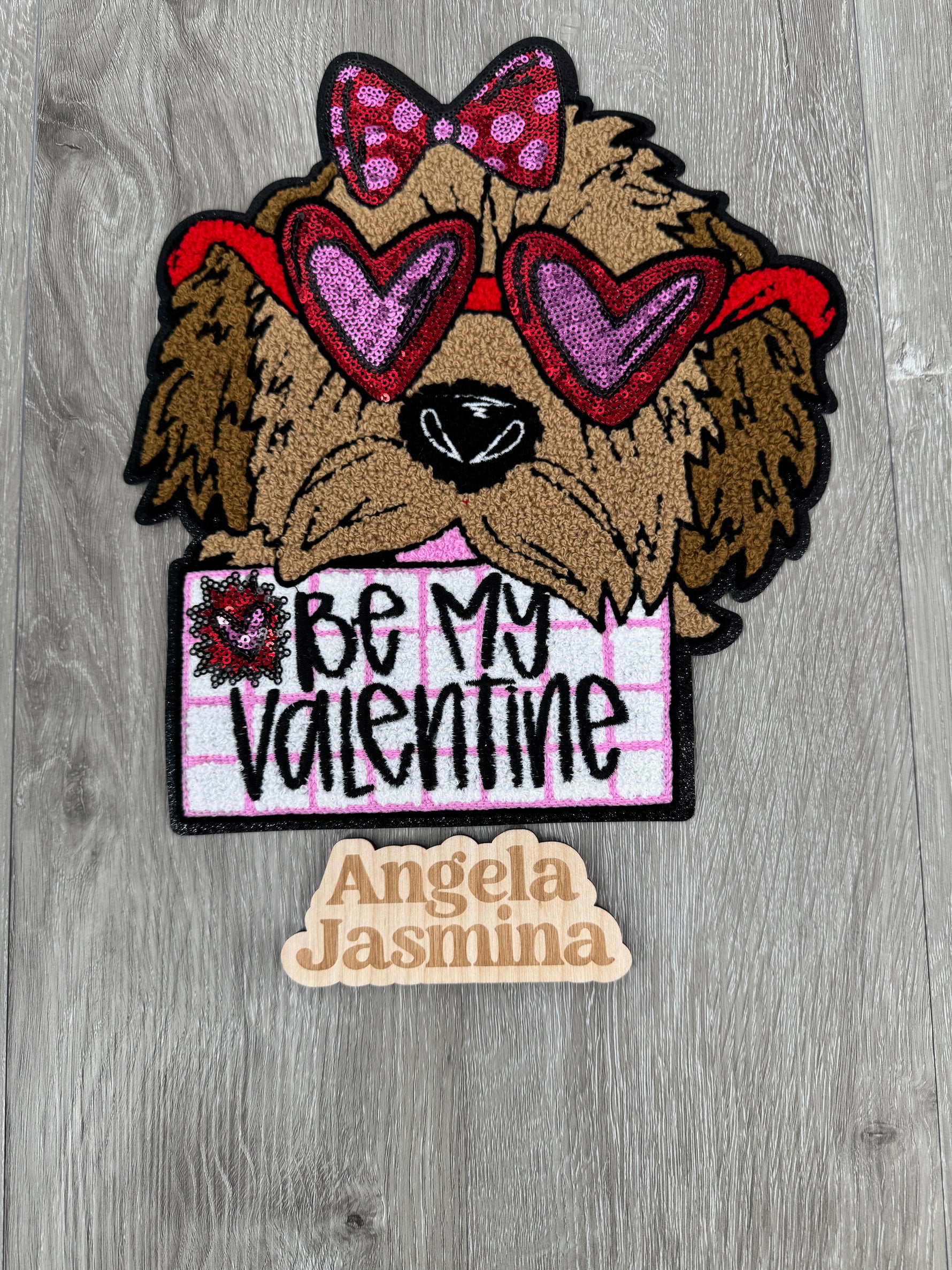 Be my valentine chenille and sequins patch  
