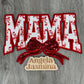 Red Mama Floral Bow Sequins and Chenille Patch