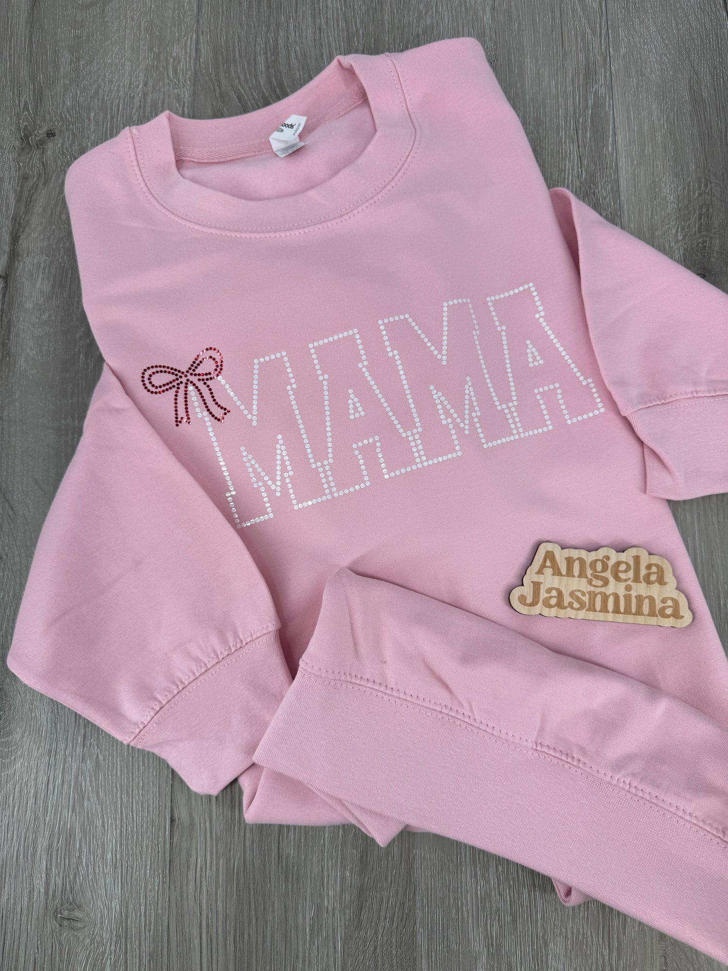 Pink Bling Mama Bow Sweatshirt
