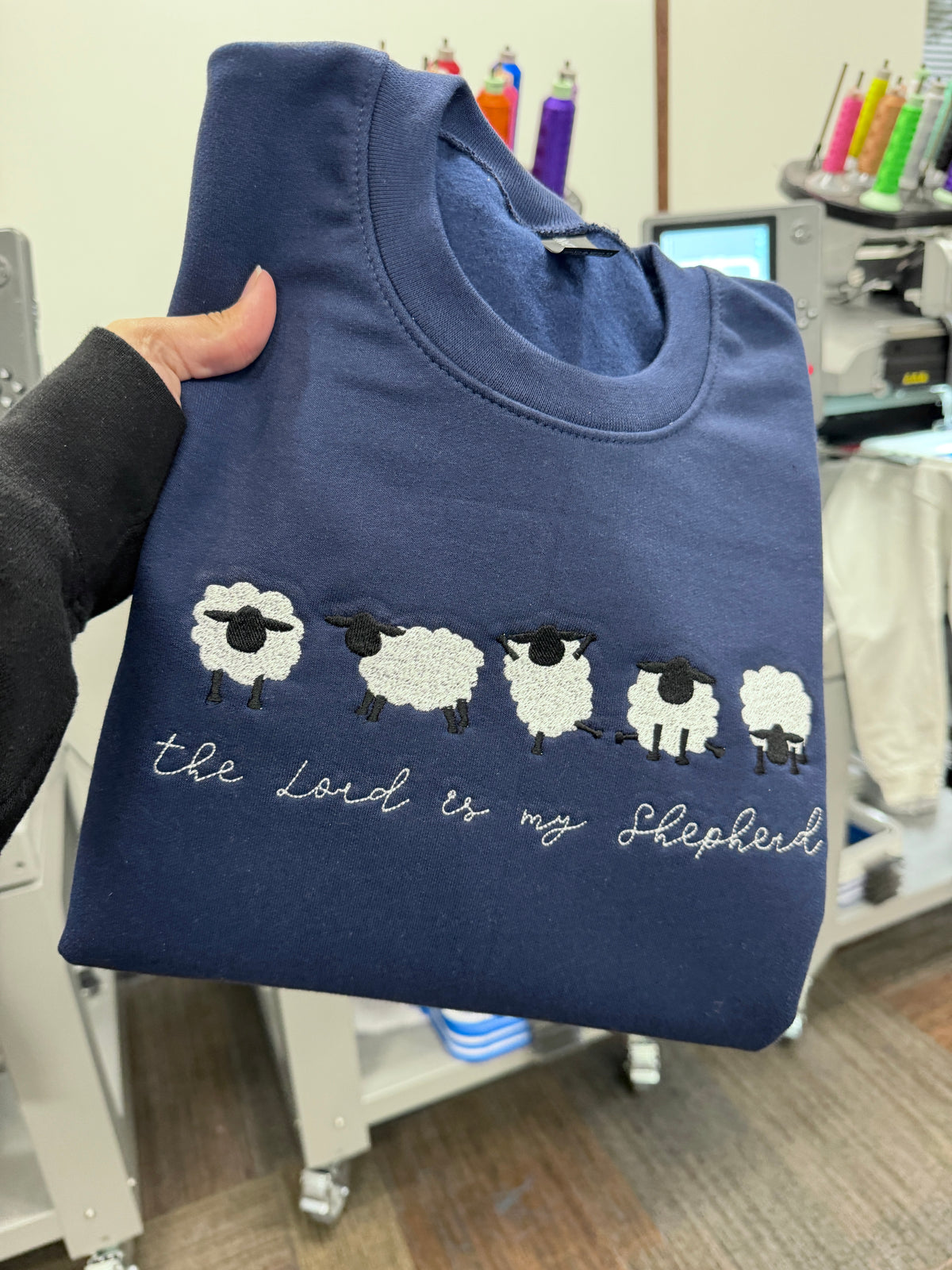 The Lord is My Shepherd Embroidered sweatshirt