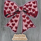 Pink Valentines Bow Hearts Sequins Patch