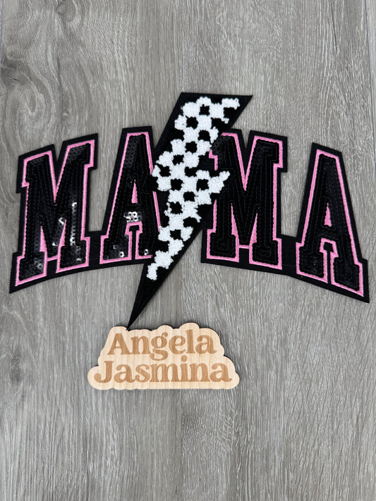 Mama Bolt Sequins and Chenille Patch