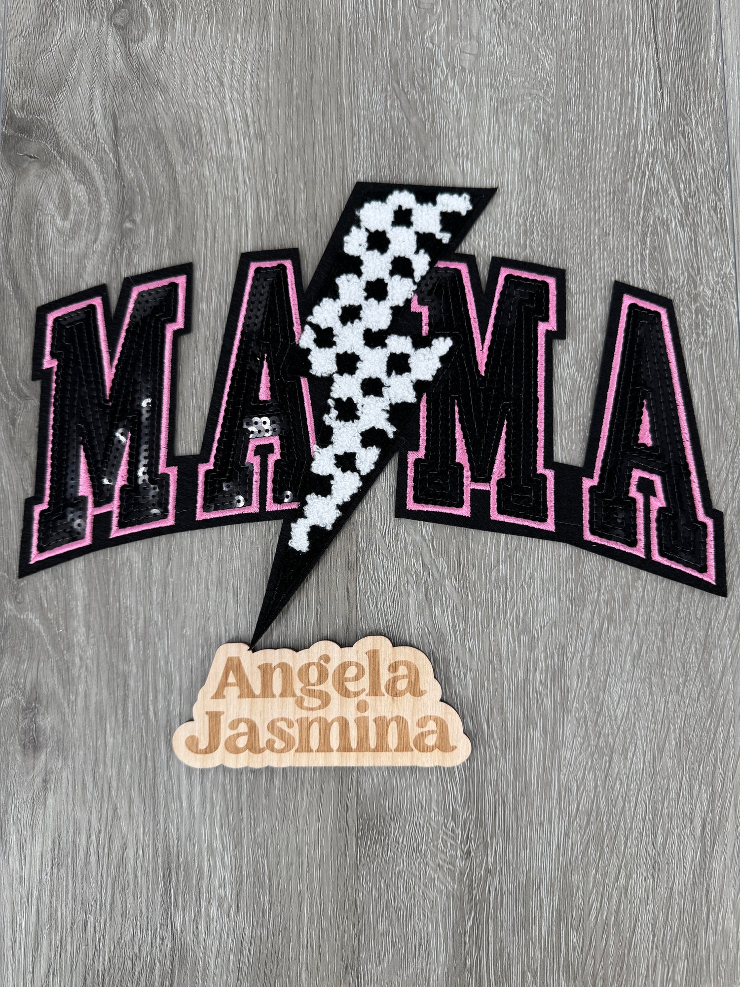 Mama Bolt Sequins and Chenille Patch