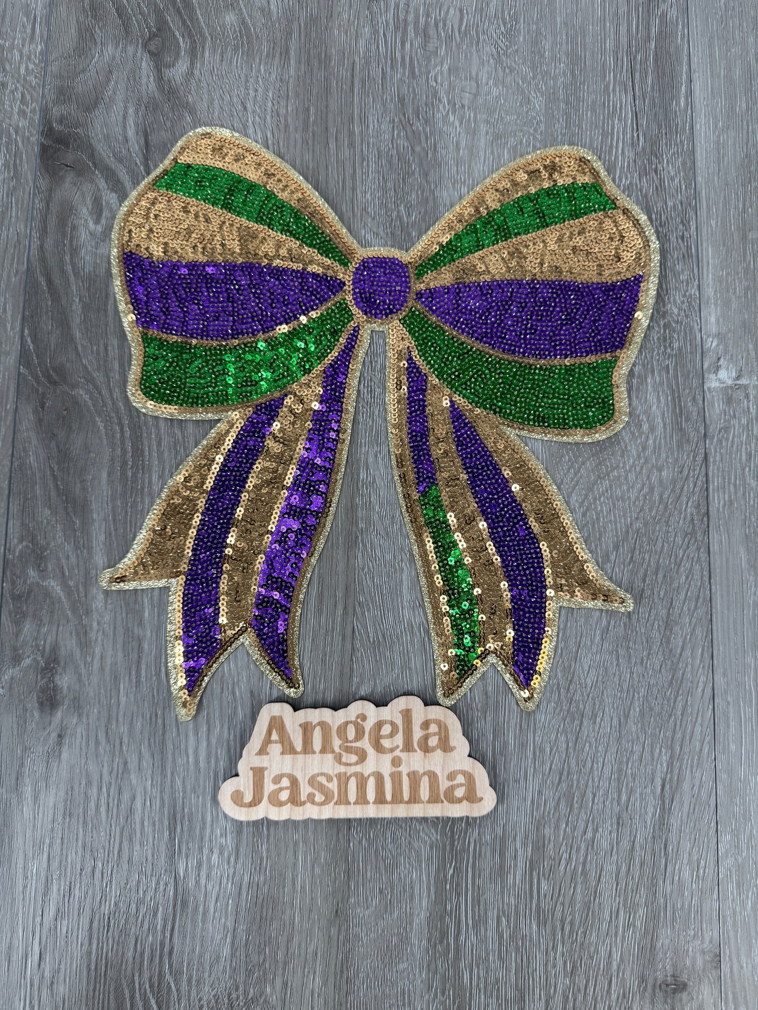 Mardi Gras Bow Sequins Patch