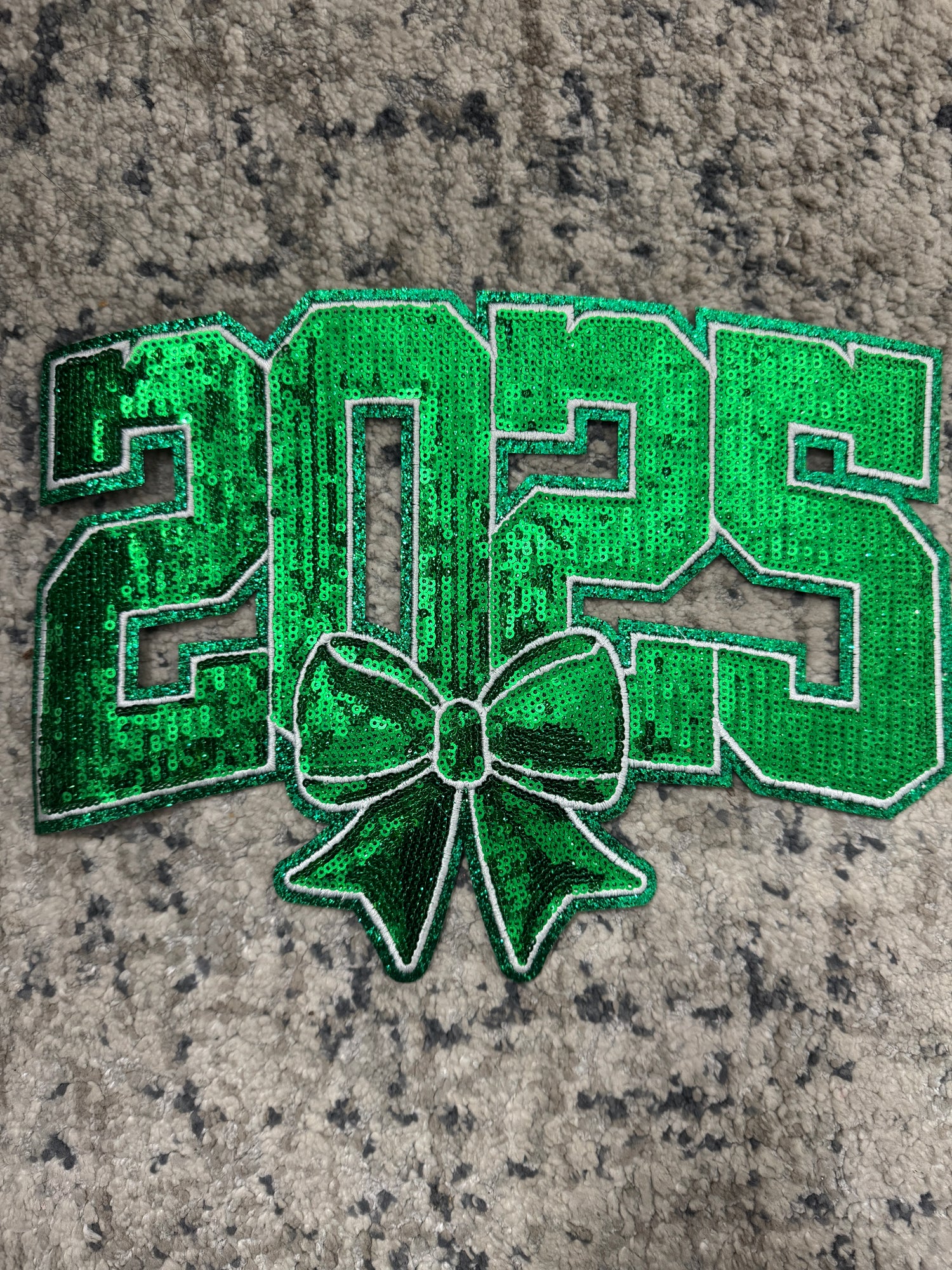 2025 Bow New Year Green Sequin Patch