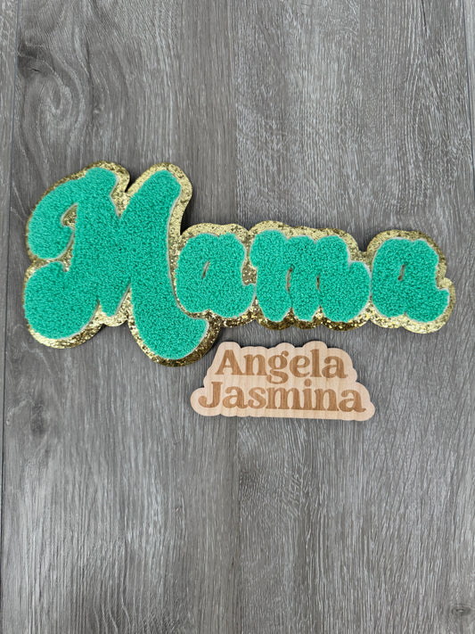 Mama Green Gold Chenille Patch