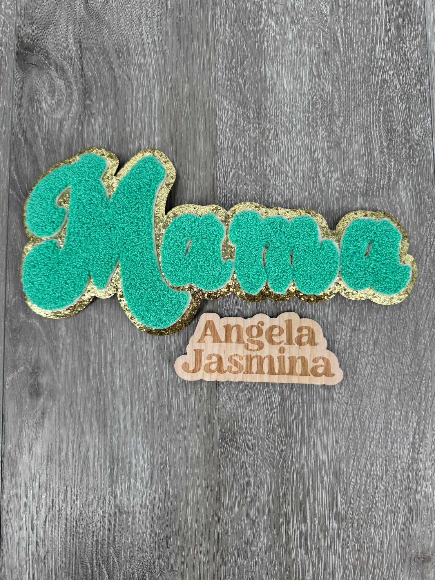 Mama Green Gold Chenille Patch