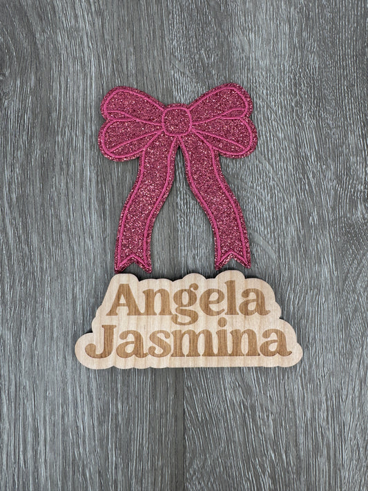 Rose Glitter Mini Bow Patch 4 inch