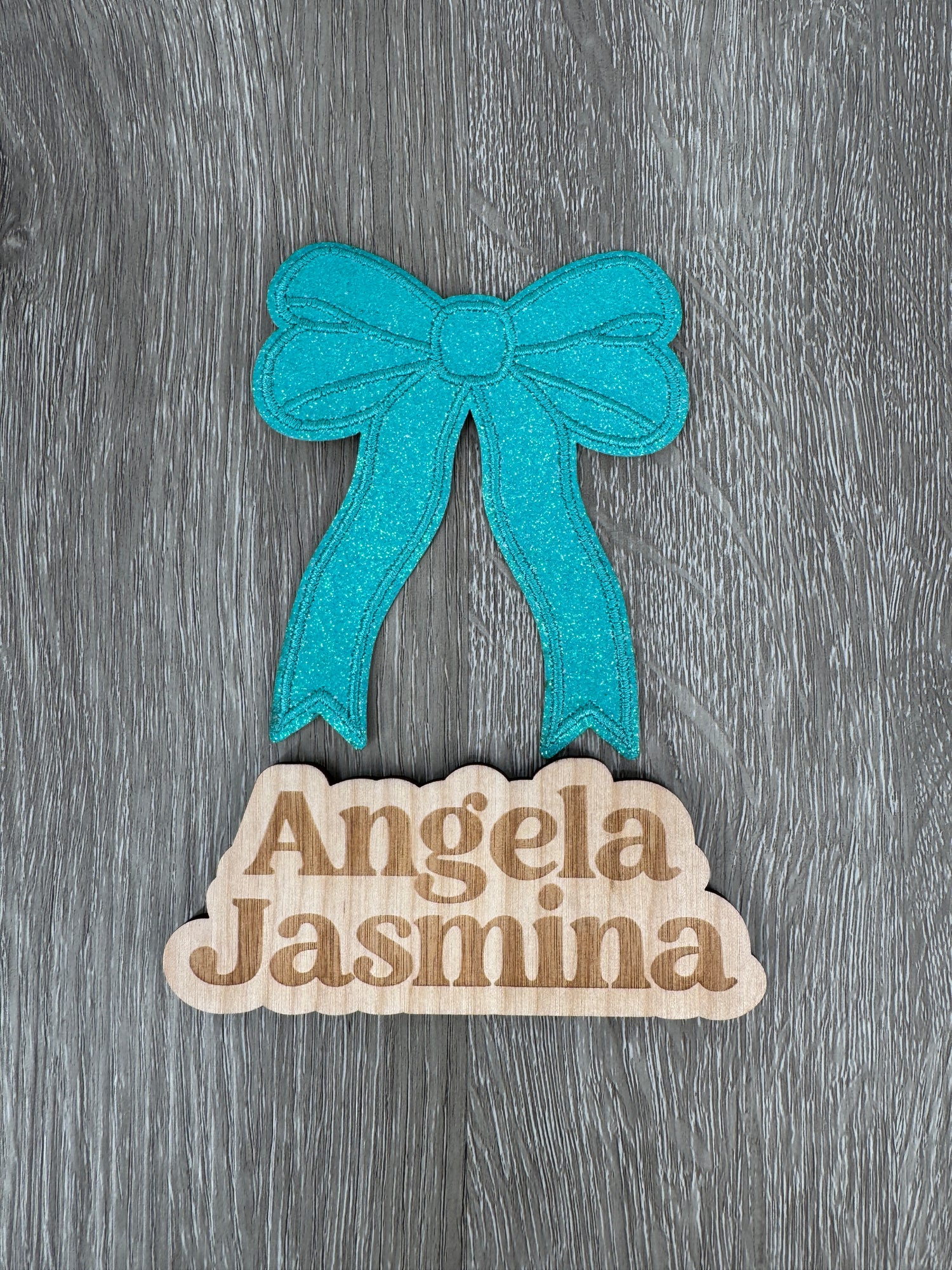 Teal Glitter Mini Bow Patch 4 inch