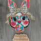 Colorful Bunny with Bow Bubble Gum Sequins and Chenille Patch