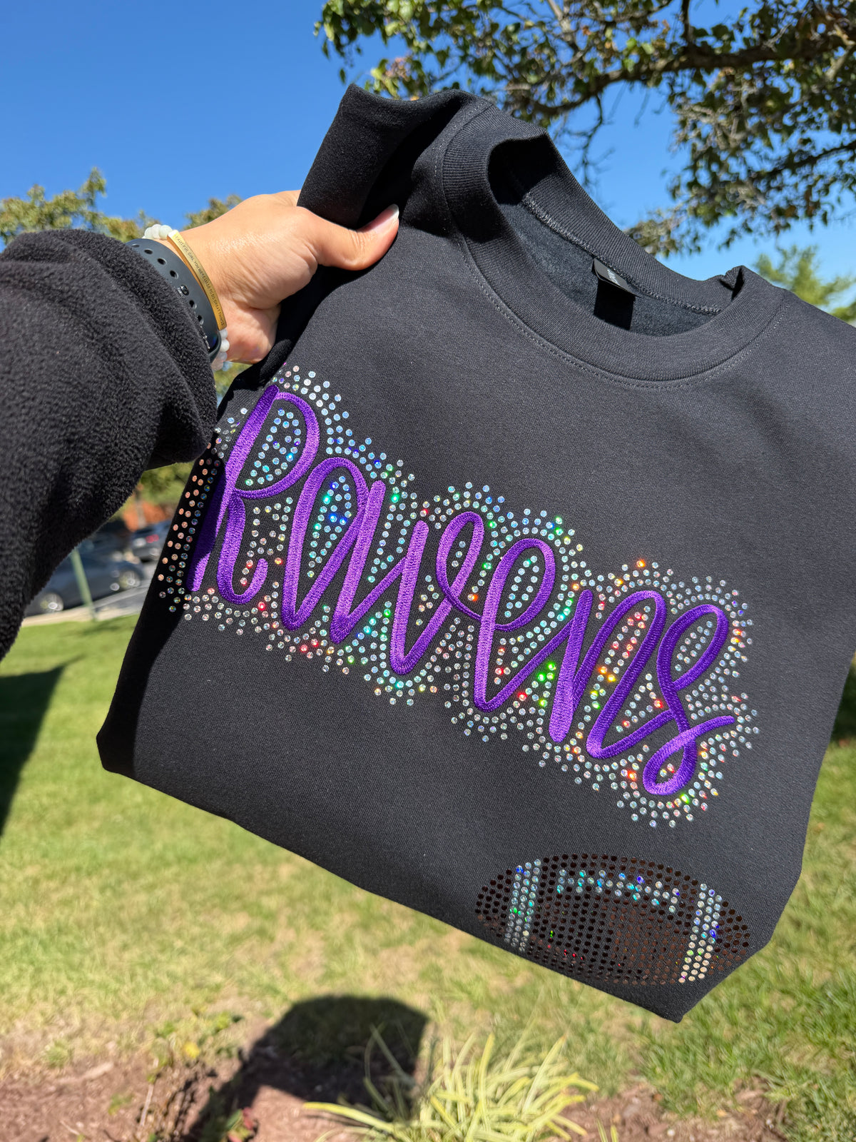 Custom Football  Embroidered & Bling Sweatshirt