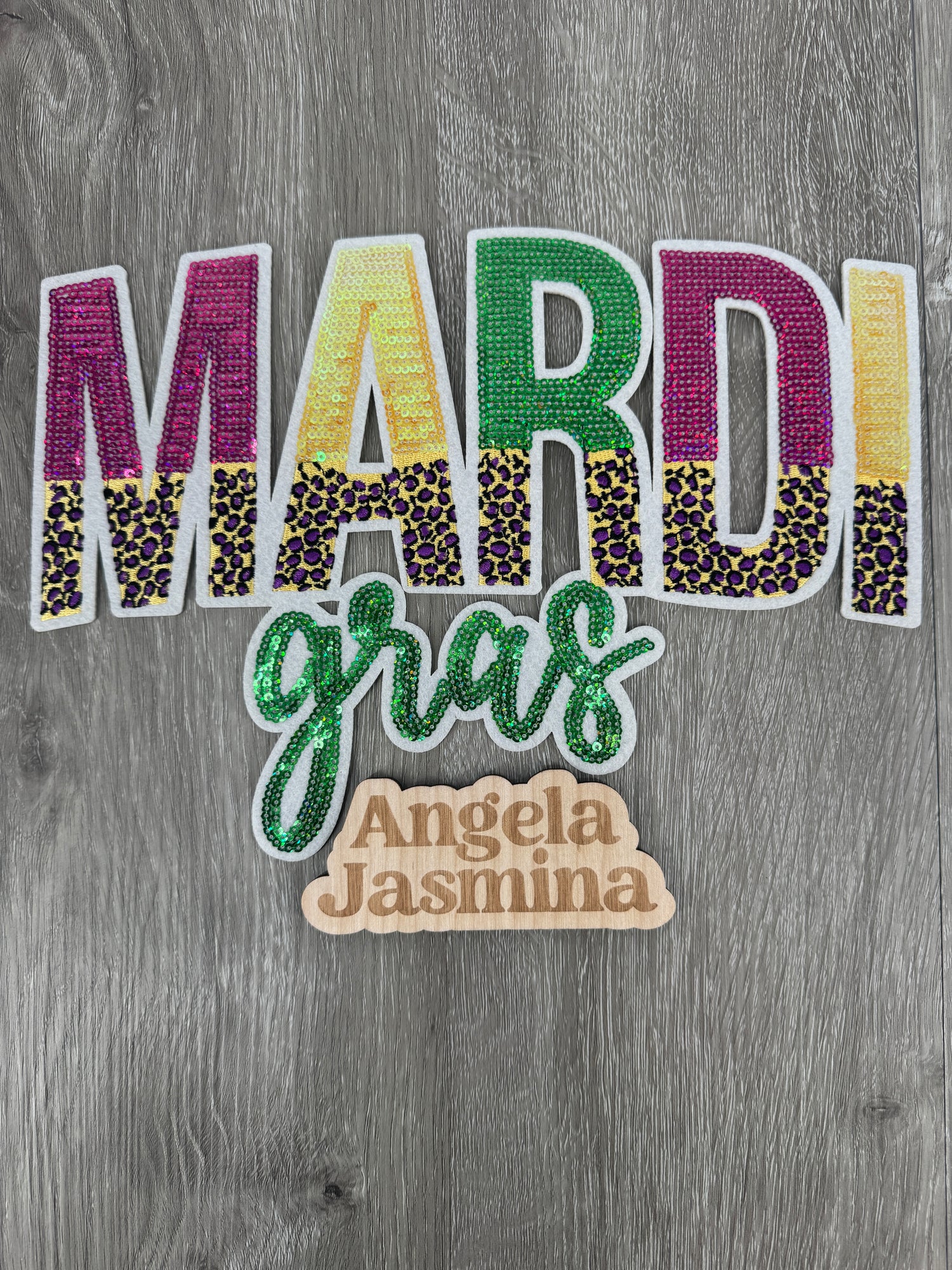 Mardi Gras leopard  Sequins Patch