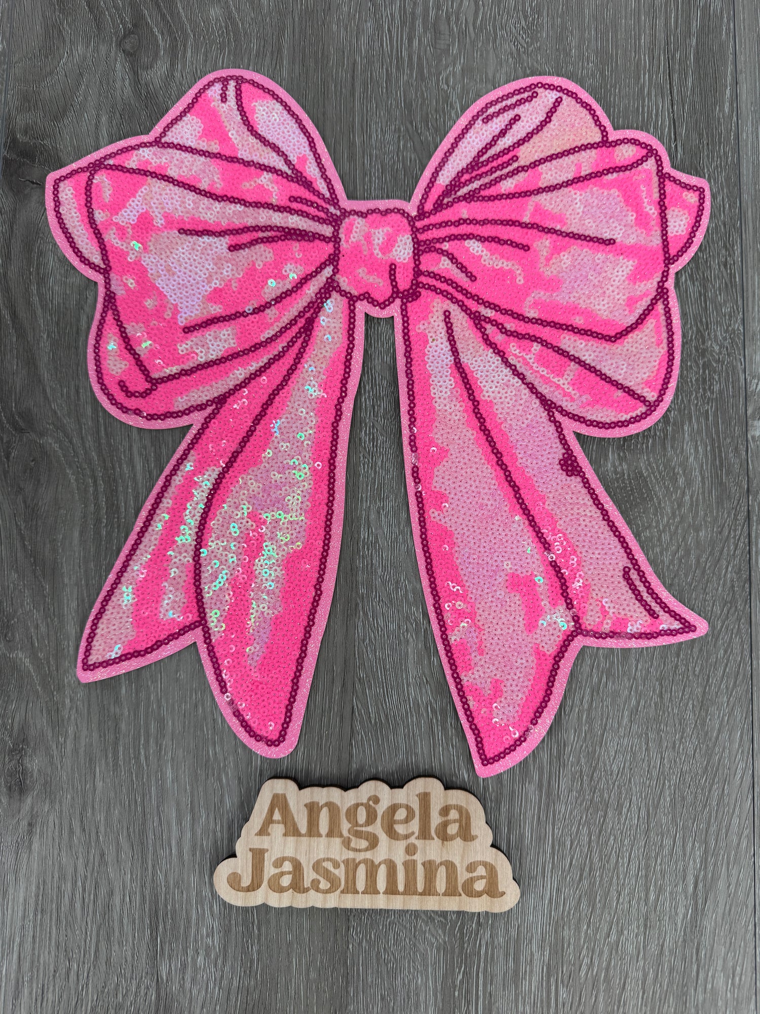 Hot Pink Bow Sequins Patch