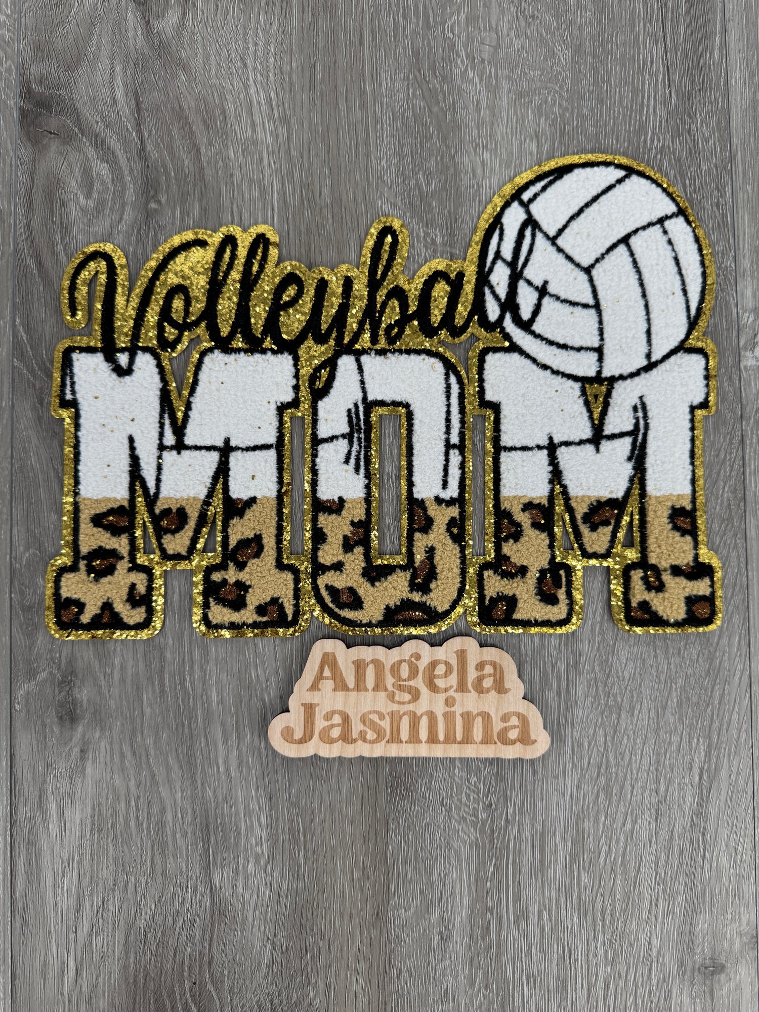 Volleyball Mom Cheetah Chenille Patch