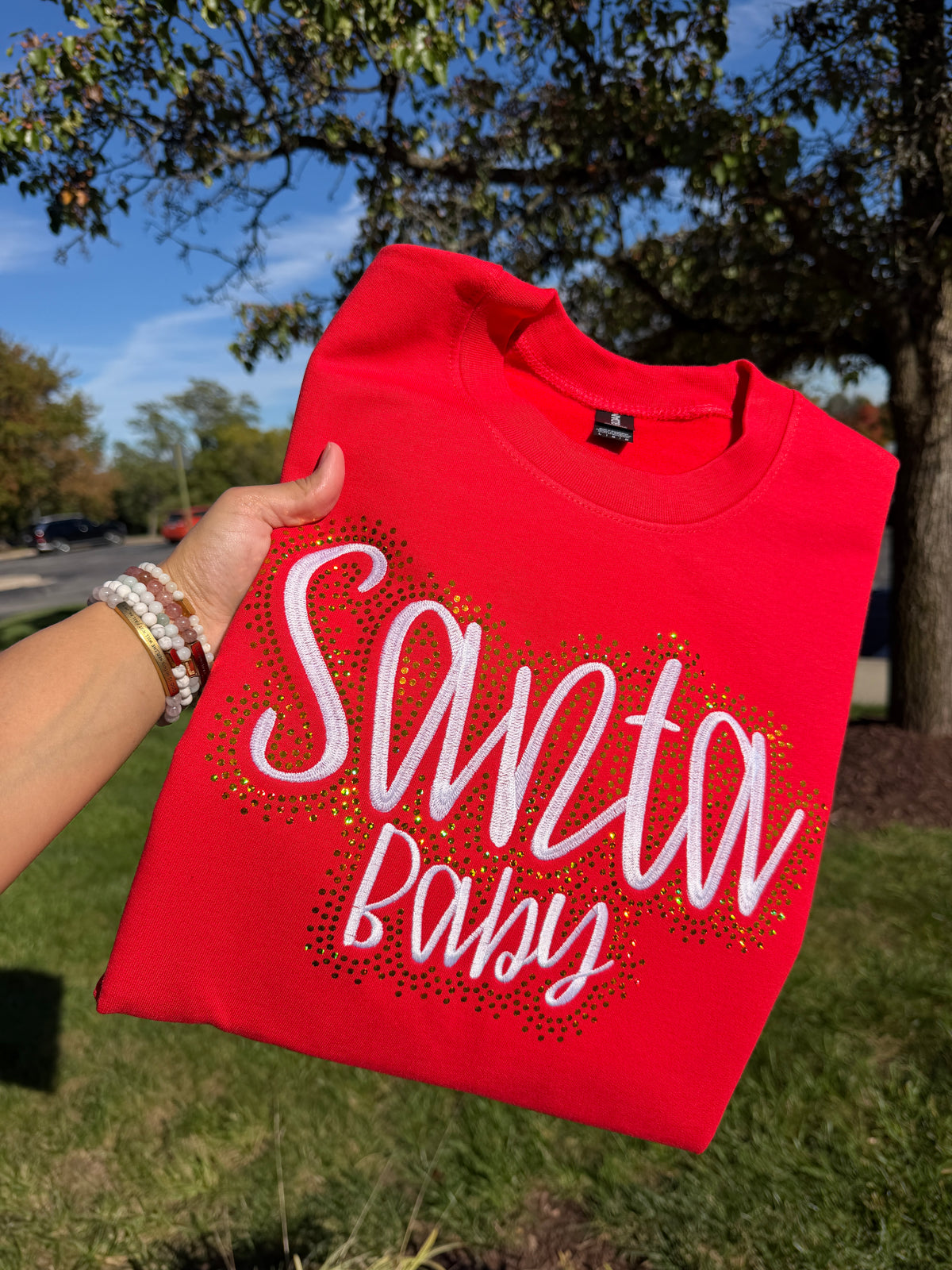 Santa Baby Bling and Embroidered sweatshirt