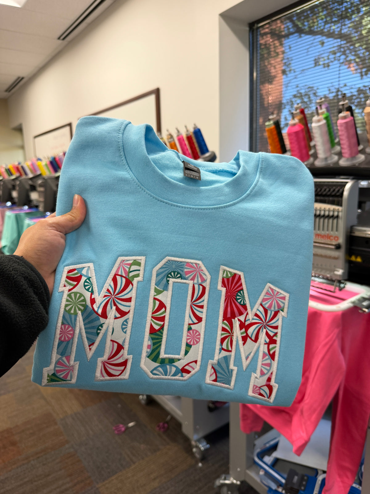 Mom Christmas Candy Embroidered sweatshirt
